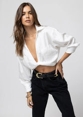 Knot Front Long Sleeve Shirt